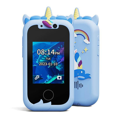 VITCOCO Toy Smartphone, Gifts and Toys for Girls Boys, Fake Play Unicorn Toy Phone with Music Player Dual Camera Puzzle Games Touchscreen, Birthday,Trip Activity